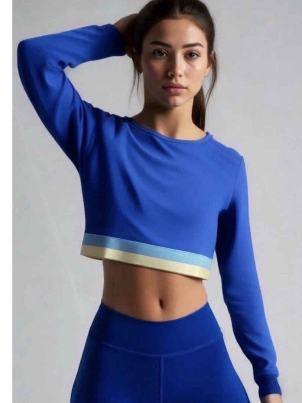 Wilo the label Cropped Long-Sleeve Athletic Top in Cobalt Blue